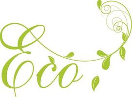grön text eco med blommig löv. vektor
