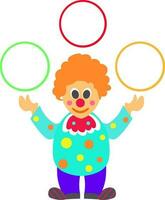 Clown Jonglieren bunt Ringe. vektor