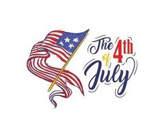 glücklicher Unabhängigkeitstag mit Flagge von USA mit Text auf Retro-Hintergrund im Vintage-Stil vektor