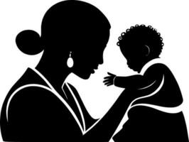 mamma och bebis , mammor dag, svart och vit vektor , mammas kärlek