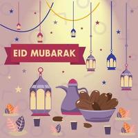 Eid Mubarak Food Bankett Hintergrund Illustration vektor