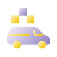 minibuss taxi platt lutning tvåfärgad ui ikon. frakt transport service. uppkopplad bil beställning. enkel fylld piktogram. gui, ux design för mobil Ansökan. vektor isolerat rgb illustration