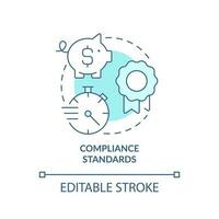 Beachtung Standards Türkis Konzept Symbol. Vorteil von Daten Verwaltung System abstrakt Idee dünn Linie Illustration. isoliert Gliederung Zeichnung. editierbar Schlaganfall vektor