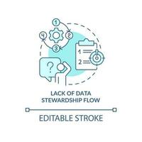Mangel von Daten Verwalterschaft fließen Türkis Konzept Symbol. Information Führung System abstrakt Idee dünn Linie Illustration. isoliert Gliederung Zeichnung. editierbar Schlaganfall vektor