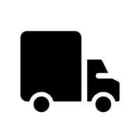 LKW schwarz Glyphe ui Symbol. Ladung LKW liefern Waren. Versand Service. Benutzer Schnittstelle Design. Silhouette Symbol auf Weiß Raum. solide Piktogramm zum Netz, Handy, Mobiltelefon. isoliert Vektor Illustration