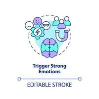 auslösen stark Emotionen Konzept Symbol. Verbraucher Magnete. psychologisch Marketing abstrakt Idee dünn Linie Illustration. isoliert Gliederung Zeichnung. editierbar Schlaganfall vektor