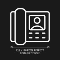 dörr telefon pixel perfekt vit linjär ikon för mörk tema. gäst och bosatt kommunikation. intercom apparat. tunn linje illustration. isolerat symbol för natt läge. redigerbar stroke vektor