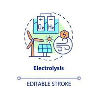 Elektrolyse Konzept Symbol. verlängerbar Energie Produktion. Wasserstoff Vorteil abstrakt Idee dünn Linie Illustration. isoliert Gliederung Zeichnung. editierbar Schlaganfall vektor