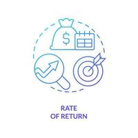 Bewertung von Rückkehr Blau Gradient Konzept Symbol. Risiko Prognose. Faktor beeinflussen Investition Entscheidungen abstrakt Idee dünn Linie Illustration. isoliert Gliederung Zeichnung vektor