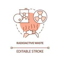 radioaktiv avfall orange begrepp ikon. toxisk förorening. kärn händelse orsak abstrakt aning tunn linje illustration. isolerat översikt teckning. redigerbar stroke vektor