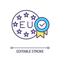 europeisk godkännande rgb Färg ikon. internationell verifiering. eu tillåta. officiell certifikat. isolerat vektor illustration. enkel fylld linje teckning. redigerbar stroke