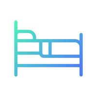 finden Bett zu Schlaf Pixel perfekt Gradient linear ui Symbol. sich ausruhen Bereich und Hotel. obdachlos Unterschlupf. Linie Farbe Benutzer Schnittstelle Symbol. modern Stil Piktogramm. Vektor isoliert Gliederung Illustration