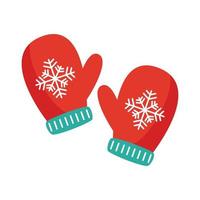 Happy Frohe Weihnachten Handschuhe flache Stilikone vektor