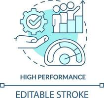 hoch Performance Türkis Konzept Symbol. organisatorisch Kultur abstrakt Idee dünn Linie Illustration. unterstützen Wachstum. isoliert Gliederung Zeichnung. editierbar Schlaganfall vektor