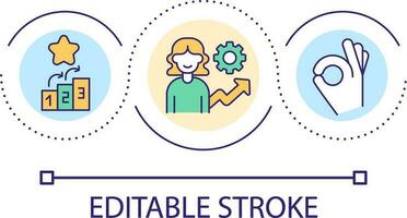 persönlich und Fachmann Wachstum Schleife Konzept Symbol. leisten Ziele. Werdegang Beförderung abstrakt Idee dünn Linie Illustration. isoliert Gliederung Zeichnung. editierbar Schlaganfall vektor