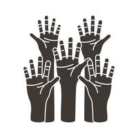 Hände Menschen protestieren Silhouette Stilikone vektor