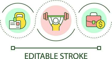 Sport Aktivität und erfolgreich Werdegang Schleife Konzept Symbol. regulär Ausbildung Einschlag auf Produktivität abstrakt Idee dünn Linie Illustration. isoliert Gliederung Zeichnung. editierbar Schlaganfall vektor