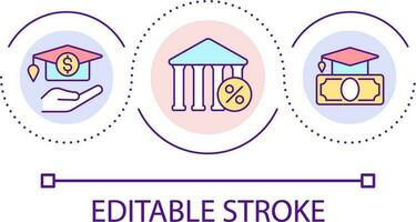 statlig studerande lån slinga begrepp ikon. finansiell Stöd av studenter. betalning för utbildning abstrakt aning tunn linje illustration. isolerat översikt teckning. redigerbar stroke vektor