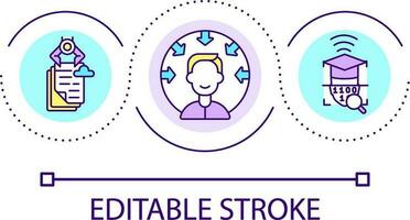 Kunde zentrisch Digital Bedienung Schleife Konzept Symbol. wählen Information von virtuell Lagerung. e Lernen abstrakt Idee dünn Linie Illustration. isoliert Gliederung Zeichnung. editierbar Schlaganfall vektor
