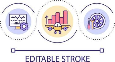 Flugzeuge Instandhaltung Bedienung Schleife Konzept Symbol. Flugzeug Verwendungszweck Analytik. Industrie abstrakt Idee dünn Linie Illustration. isoliert Gliederung Zeichnung. editierbar Schlaganfall vektor