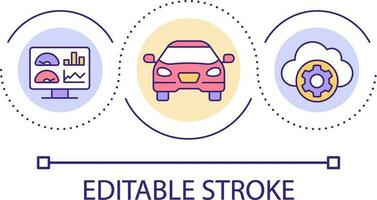 Automobil Digital Daten Lager Schleife Konzept Symbol. Fahren Auto Information. Industrie abstrakt Idee dünn Linie Illustration. isoliert Gliederung Zeichnung. editierbar Schlaganfall vektor