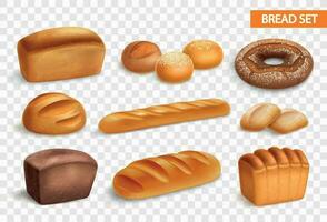 realistisch Brot transparent Symbol einstellen vektor