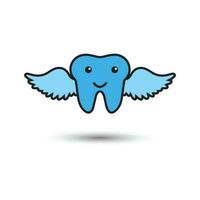 tand logotyp dental vård med flygande vingar vektor illustration