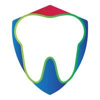 Zahn Logo Dental Pflege mit Schild gestalten Vektor Illustration