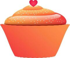 blaugrün Valentinstag Cupcake mit Butter Sahne Glasur. vektor