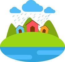 bunt Hütten im Regen zum Monsun Jahreszeit. vektor
