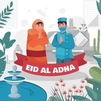 Paar Gruß auf eid al adha vektor