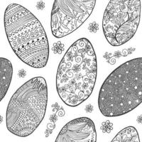 Ostereier nahtloses Muster. dekorative handgezeichnete Skizze von Ostereiern vektor