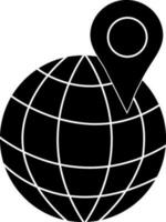 Globus Symbol mit Karte Stift im Glyphe Stil. vektor