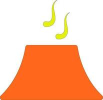 illustration av en vulkan i orange och gul Färg. vektor