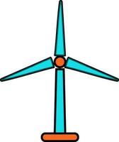 eben Stil Windmühle im Orange und Blau Farbe. vektor