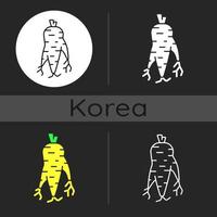 koreansk ginseng rot mörk tema ikon vektor