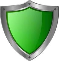 3d grön metall skydda ikon vektor