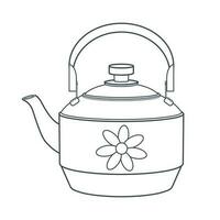 Teller. ein Teekanne mit ein Blume. Linie Kunst. vektor