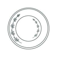 Teller. ein Teller mit ein Blumen- Ornament. Linie Kunst. vektor