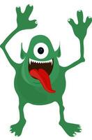 Grün Halloween Monster- mit rot Zunge. vektor