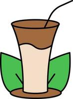 ört- juice glas med löv brun och grön ikon. vektor