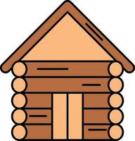 trä- hus ikon i orange och brun Färg. vektor
