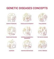 rote Gradientenkonzeptikonen der genetischen Krankheit eingestellt vektor