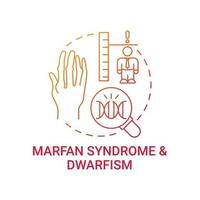 Marfan-Syndrom und Zwergwuchs rote Farbverlaufskonzeptikone vektor
