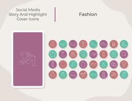 Mode Social Media Story und Highlight Cover Icons gesetzt vektor