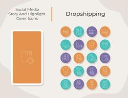 Dropshipping Social Media Story und Highlight Cover Icons gesetzt vektor