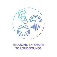 Reduzierung der Exposition gegenüber lauten Geräuschen Konzeptsymbol vektor