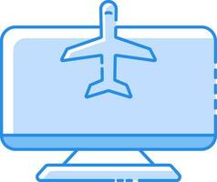 Flugzeug im Desktop Blau Symbol. vektor