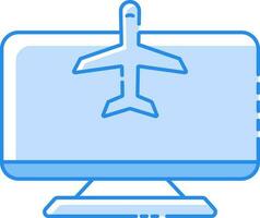 flygplan i skrivbordet blå ikon. vektor