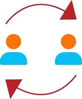 karaktär av två man roterande röd pil. vektor